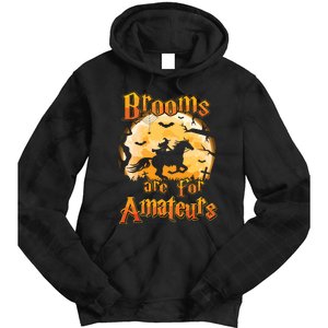 Brooms Are For Amateurs Horse Funny Halloween Costume Long Sleeve Tie Dye Hoodie