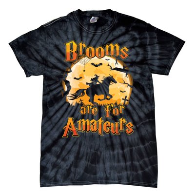 Brooms Are For Amateurs Horse Funny Halloween Costume Long Sleeve Tie-Dye T-Shirt