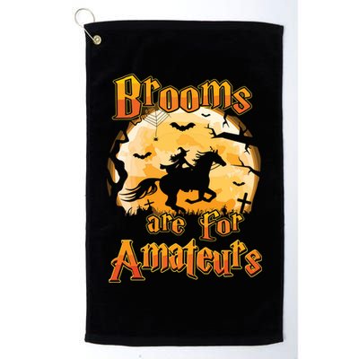Brooms Are For Amateurs Horse Funny Halloween Costume Long Sleeve Golf Towel