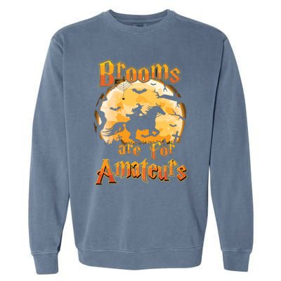 Brooms Are For Amateurs Horse Funny Halloween Costume Long Sleeve Garment-Dyed Sweatshirt