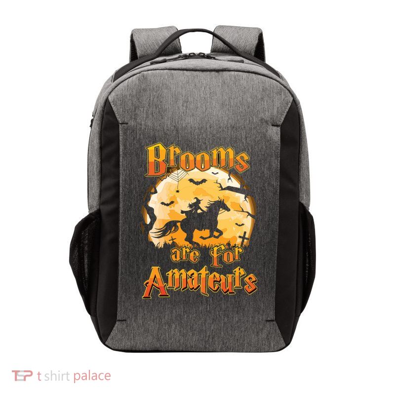 Brooms Are For Amateurs Horse Funny Halloween Costume Long Sleeve Vector Backpack