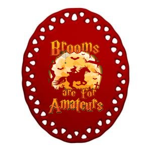 Brooms Are For Amateurs Horse Funny Halloween Costume Long Sleeve Ceramic Oval Ornament