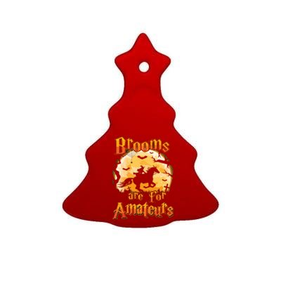 Brooms Are For Amateurs Horse Funny Halloween Costume Long Sleeve Ceramic Tree Ornament