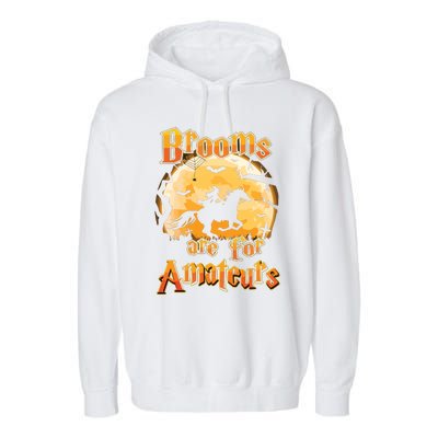 Brooms Are For Amateurs Horse Funny Halloween Costume Long Sleeve Garment-Dyed Fleece Hoodie