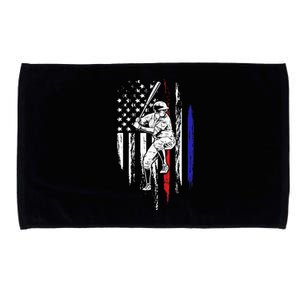 Baseball American Flag Batter Hitting USA 4th Of July Gift Microfiber Hand Towel