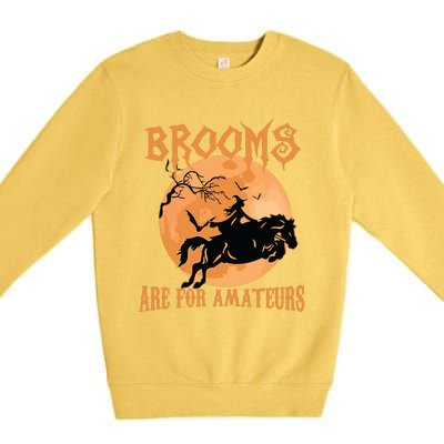 Brooms Are For Amateurs Horse Riding Funny Halloween Costume Premium Crewneck Sweatshirt