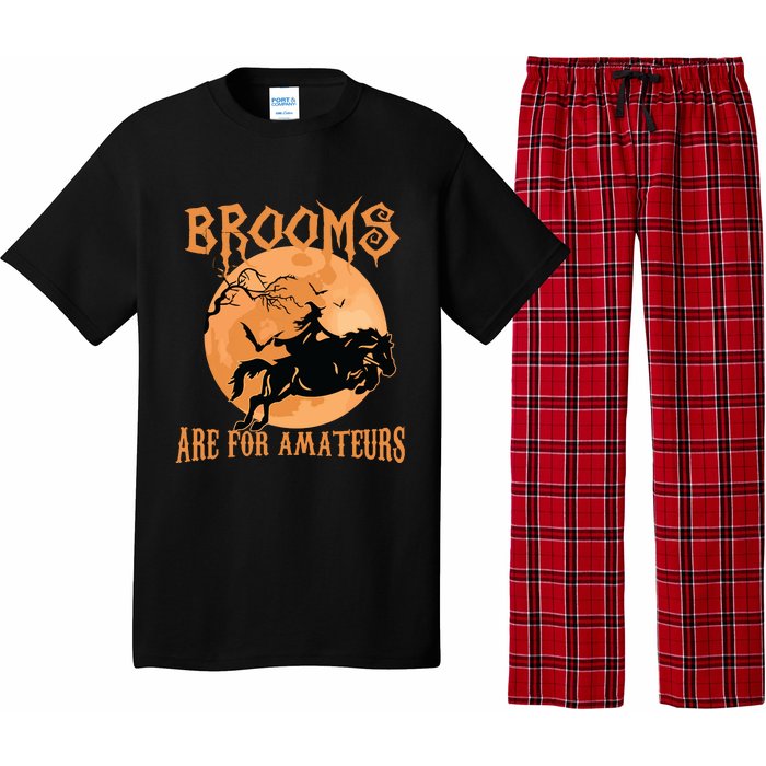 Brooms Are For Amateurs Horse Riding Funny Halloween Costume Pajama Set