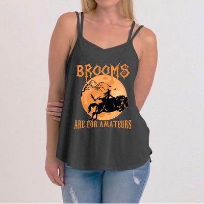 Brooms Are For Amateurs Horse Riding Funny Halloween Costume Women's Strappy Tank