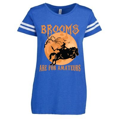 Brooms Are For Amateurs Horse Riding Funny Halloween Costume Enza Ladies Jersey Football T-Shirt