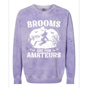 Brooms Are For Amateurs Hockey Stick Pumpkin Hockey Colorblast Crewneck Sweatshirt