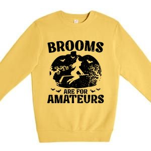 Brooms Are For Amateurs Hockey Stick Pumpkin Hockey Premium Crewneck Sweatshirt