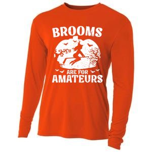 Brooms Are For Amateurs Hockey Stick Pumpkin Hockey Cooling Performance Long Sleeve Crew