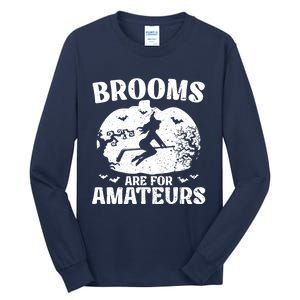 Brooms Are For Amateurs Hockey Stick Pumpkin Hockey Tall Long Sleeve T-Shirt