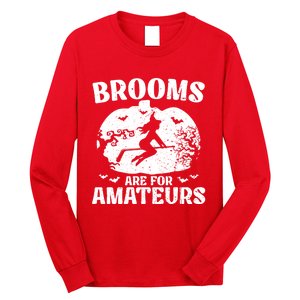 Brooms Are For Amateurs Hockey Stick Pumpkin Hockey Long Sleeve Shirt