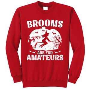 Brooms Are For Amateurs Hockey Stick Pumpkin Hockey Sweatshirt