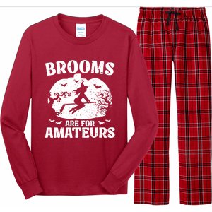 Brooms Are For Amateurs Hockey Stick Pumpkin Hockey Long Sleeve Pajama Set