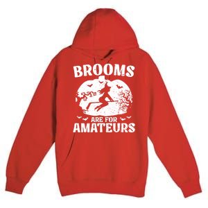 Brooms Are For Amateurs Hockey Stick Pumpkin Hockey Premium Pullover Hoodie