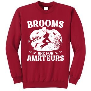 Brooms Are For Amateurs Hockey Stick Pumpkin Hockey Tall Sweatshirt