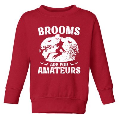 Brooms Are For Amateurs Hockey Stick Pumpkin Hockey Toddler Sweatshirt