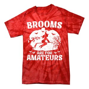 Brooms Are For Amateurs Hockey Stick Pumpkin Hockey Tie-Dye T-Shirt