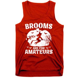 Brooms Are For Amateurs Hockey Stick Pumpkin Hockey Tank Top