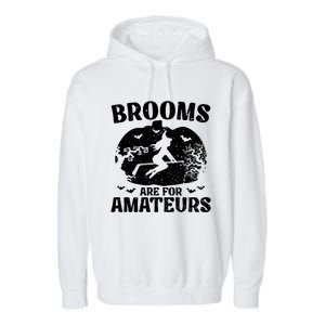 Brooms Are For Amateurs Hockey Stick Pumpkin Hockey Garment-Dyed Fleece Hoodie