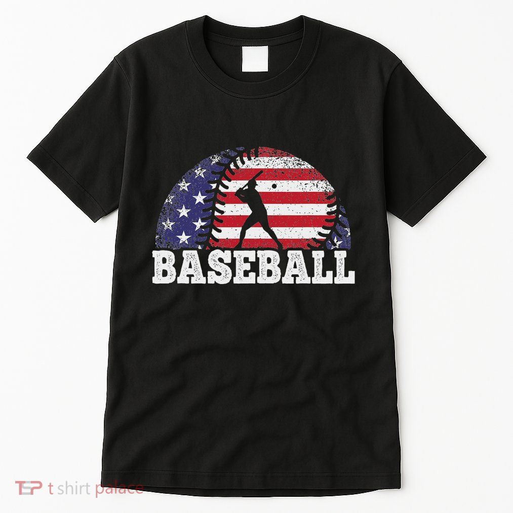 Baseball American Flag Baseball Player Tall T-Shirt