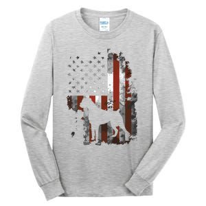 Boxer American Flag USA 4th Of July Dog Gifts Tall Long Sleeve T-Shirt