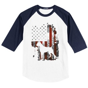 Boxer American Flag USA 4th Of July Dog Gifts Baseball Sleeve Shirt