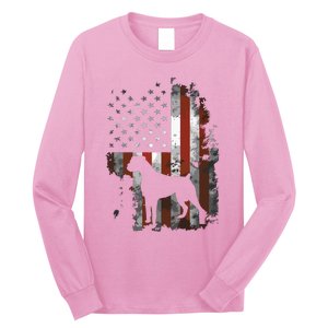 Boxer American Flag USA 4th Of July Dog Gifts Long Sleeve Shirt