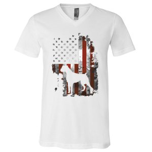 Boxer American Flag USA 4th Of July Dog Gifts V-Neck T-Shirt