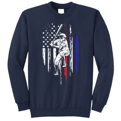 Baseball American Flag Batter Hitting USA 4th Of July Gift Sweatshirt