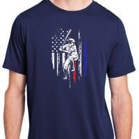 Baseball American Flag Batter Hitting USA 4th Of July Gift Adult ChromaSoft Performance T-Shirt