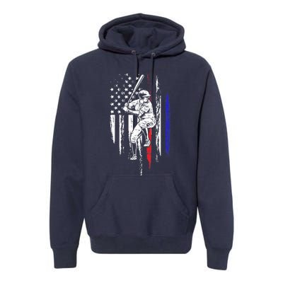 Baseball American Flag Batter Hitting USA 4th Of July Gift Premium Hoodie