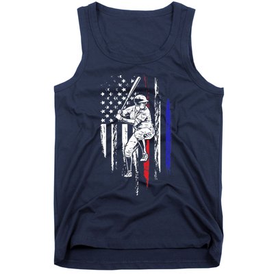 Baseball American Flag Batter Hitting USA 4th Of July Gift Tank Top