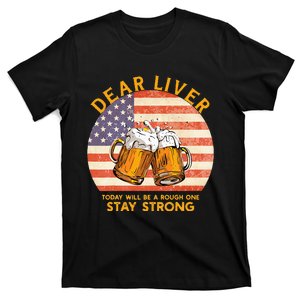 Beer American Flag Funny 4th Of July Merica USA Drinking T-Shirt