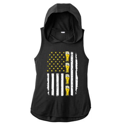 Beer American Flag 4th of July Funny Patriotic Brewery Mugs Ladies PosiCharge Tri-Blend Wicking Draft Hoodie Tank