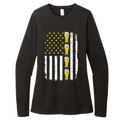 Beer American Flag 4th of July Funny Patriotic Brewery Mugs Womens CVC Long Sleeve Shirt