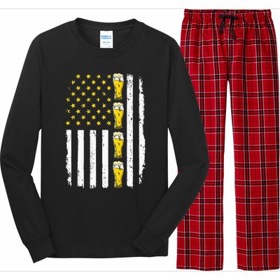 Beer American Flag 4th of July Funny Patriotic Brewery Mugs Long Sleeve Pajama Set