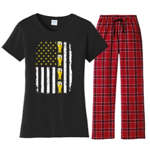 Beer American Flag 4th of July Funny Patriotic Brewery Mugs Women's Flannel Pajama Set