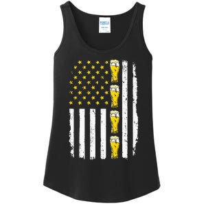 Beer American Flag 4th of July Funny Patriotic Brewery Mugs Ladies Essential Tank