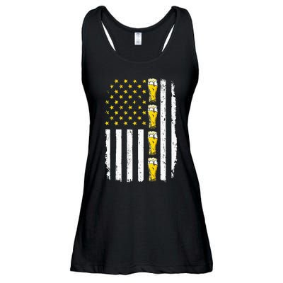 Beer American Flag 4th of July Funny Patriotic Brewery Mugs Ladies Essential Flowy Tank