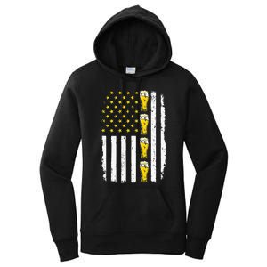 Beer American Flag 4th of July Funny Patriotic Brewery Mugs Women's Pullover Hoodie