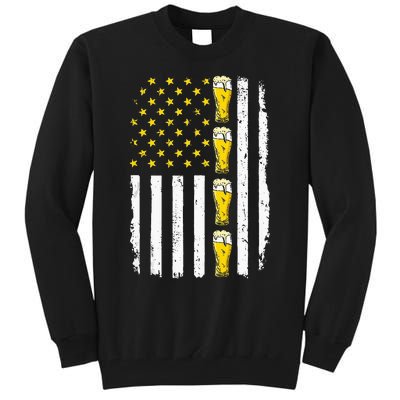 Beer American Flag 4th of July Funny Patriotic Brewery Mugs Tall Sweatshirt