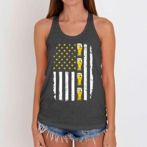 Beer American Flag 4th of July Funny Patriotic Brewery Mugs Women's Knotted Racerback Tank