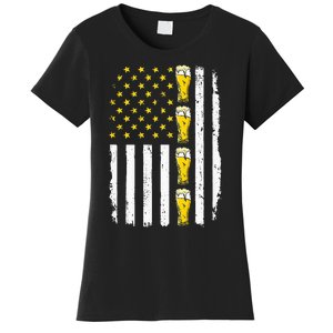 Beer American Flag 4th of July Funny Patriotic Brewery Mugs Women's T-Shirt