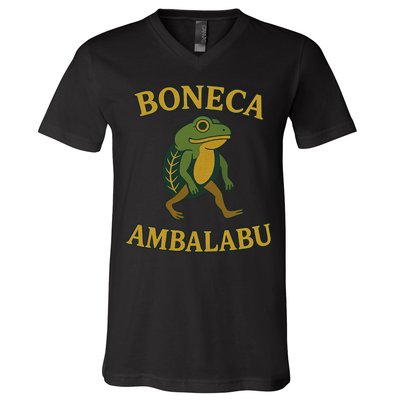 Boneca Ambalabu Funny Frog Meme V-Neck T-Shirt
