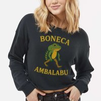 Boneca Ambalabu Funny Frog Meme Cropped Pullover Crew