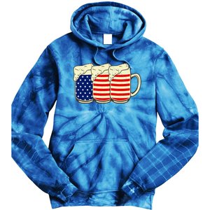 Beer American Flag 4th Of July Patriotic Merica Us Gift Tie Dye Hoodie