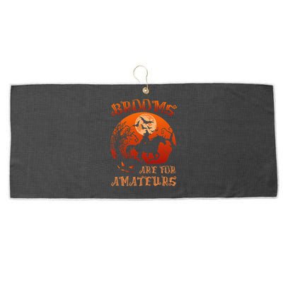 Brooms Are For Amateurs Witch Riding Horse Halloween Women Large Microfiber Waffle Golf Towel